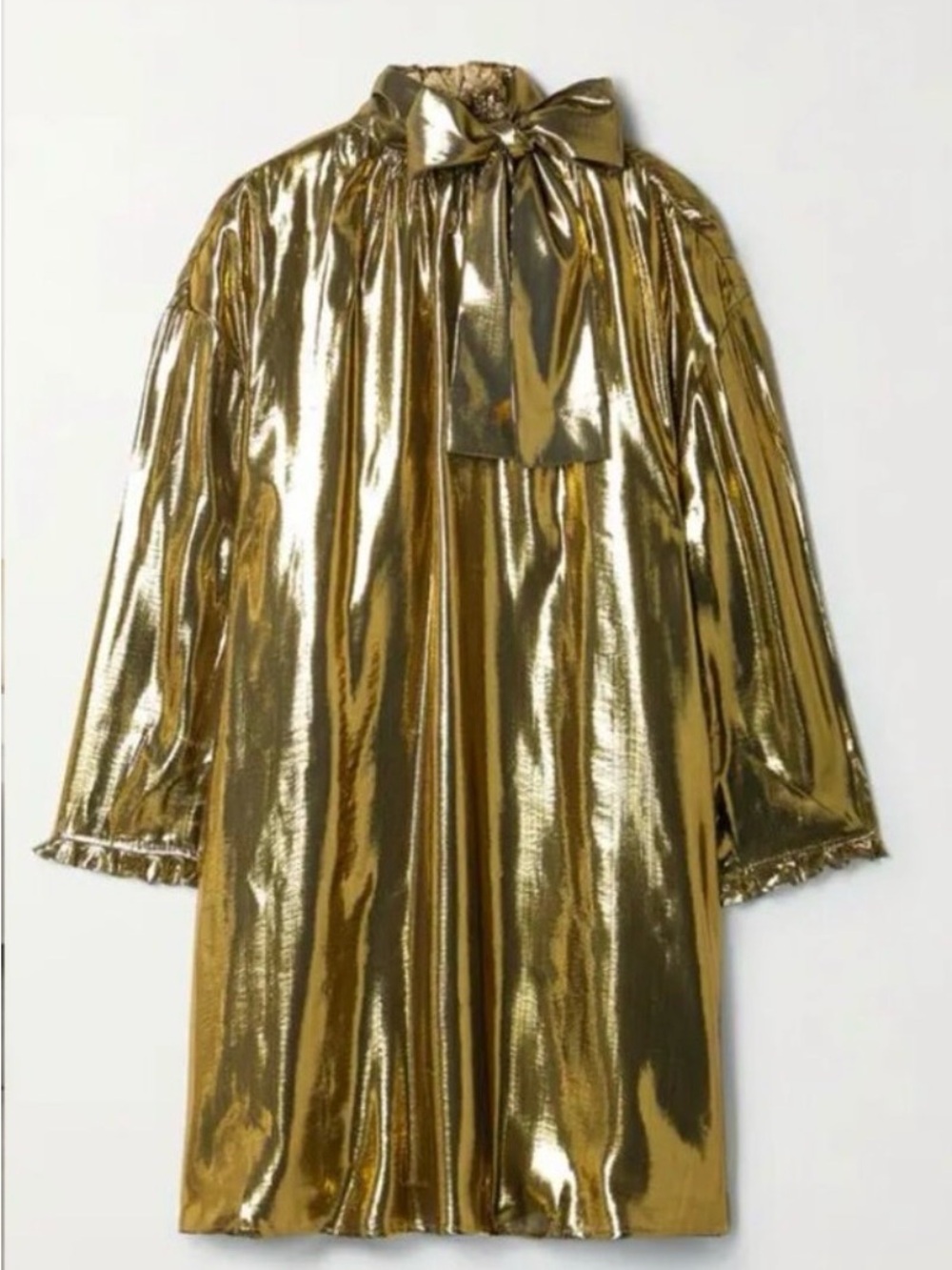 RHODE NWT Priya Gold Lamé Mini Dress XS/S – Silk Blend Puff Sleeve Party Dress